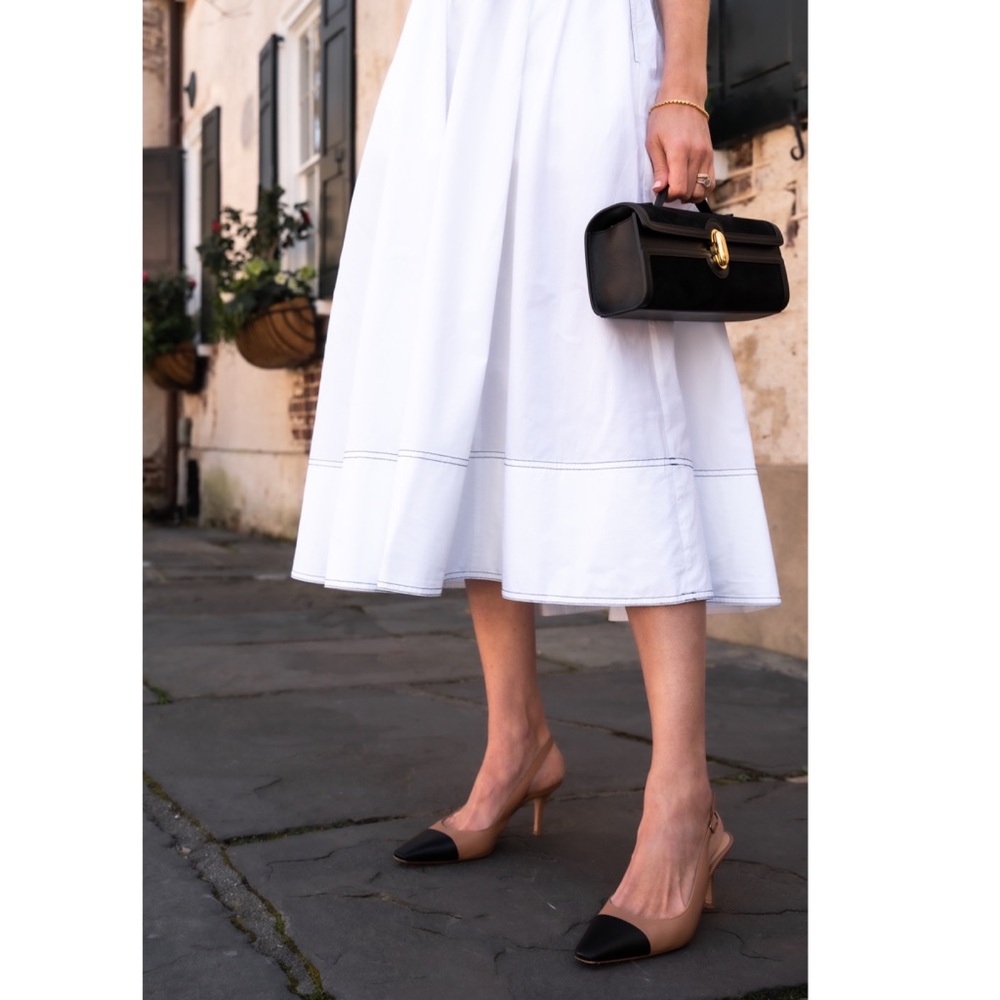 J.Crew NWT Bloggers Favorite Contrast-Stitch Midi Skirt in size 4 27 White - Picture 6 of 12